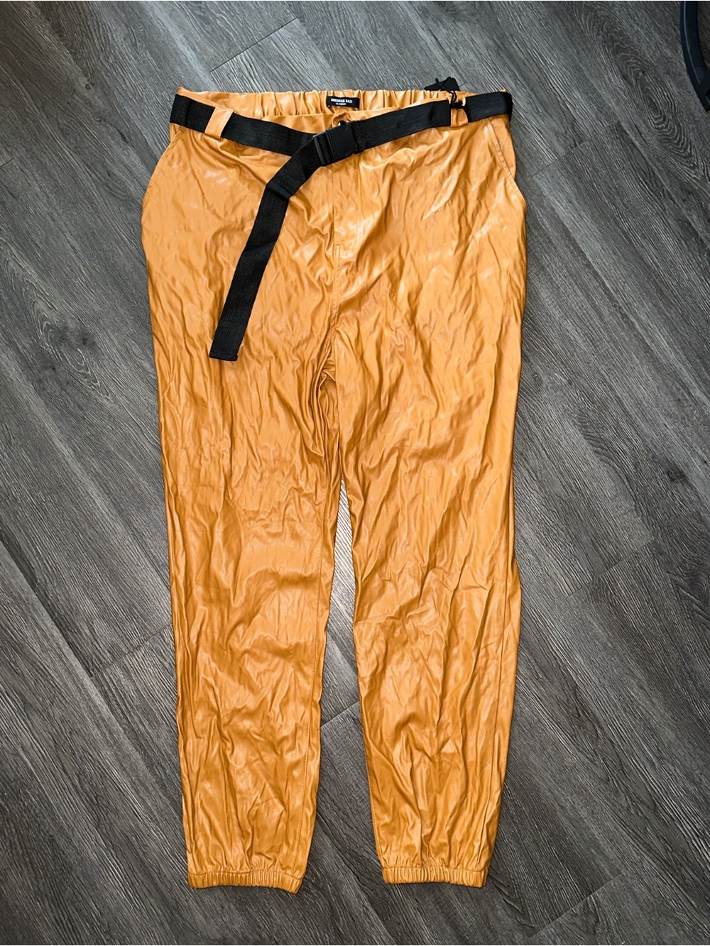 High Rise Faux Leather Joggers